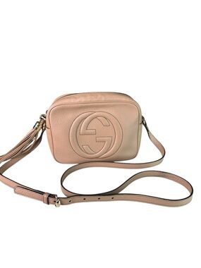 Gucci Pink Pebbled Leather Crossbody Camera Bag